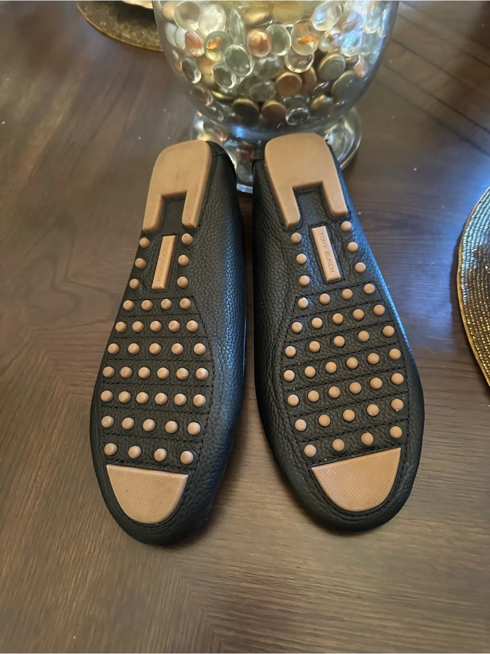 Tory Burch Black Leather Minnie Moc Loafers